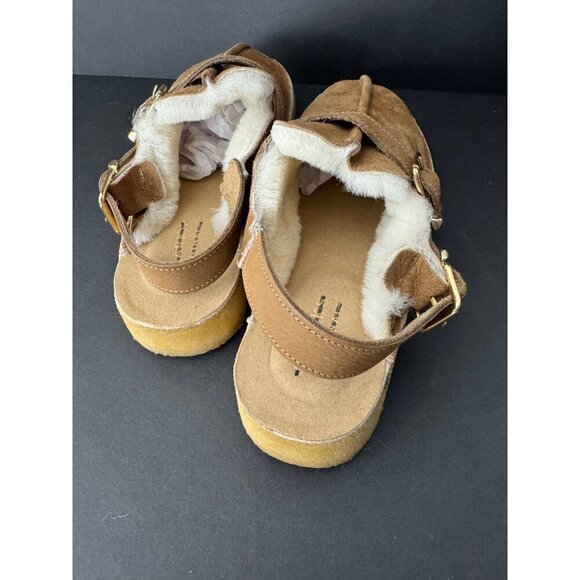 Clarks Originals Trek Mule Sling Caramel Shearling Insole Gold EU 41.5 US 10 - Picture 5 of 7